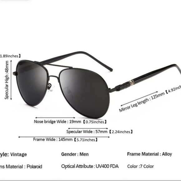 Mens Metal Aviator Sunglasses Gunmetal Gray Frames Polarized Lenses New - Picture 8 of 8